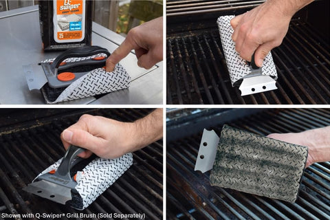 Proud Grill Q-Swiper cleans porcelain-coated grates without scratching.