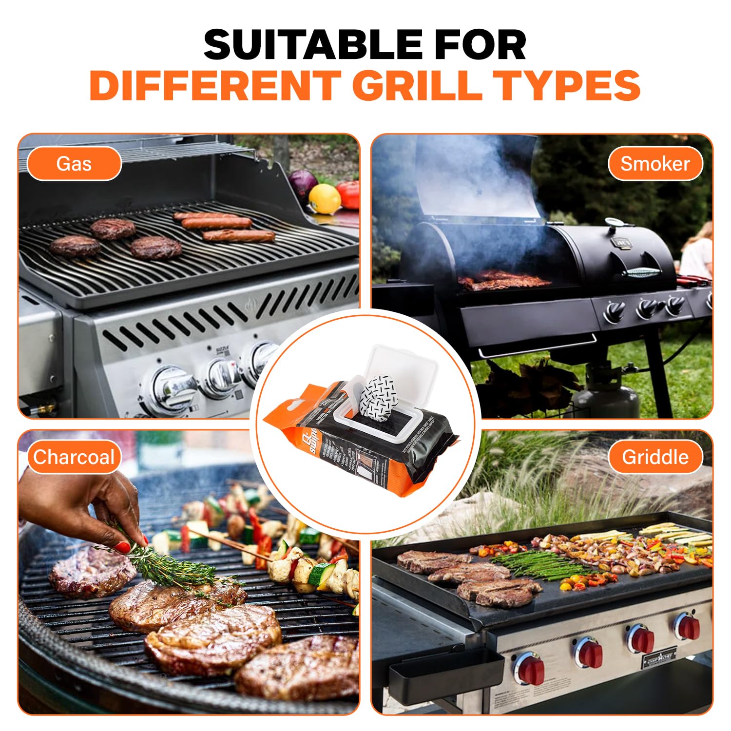 Proud Grill Q-Swiper wipes sealed container preserves moisture for months.