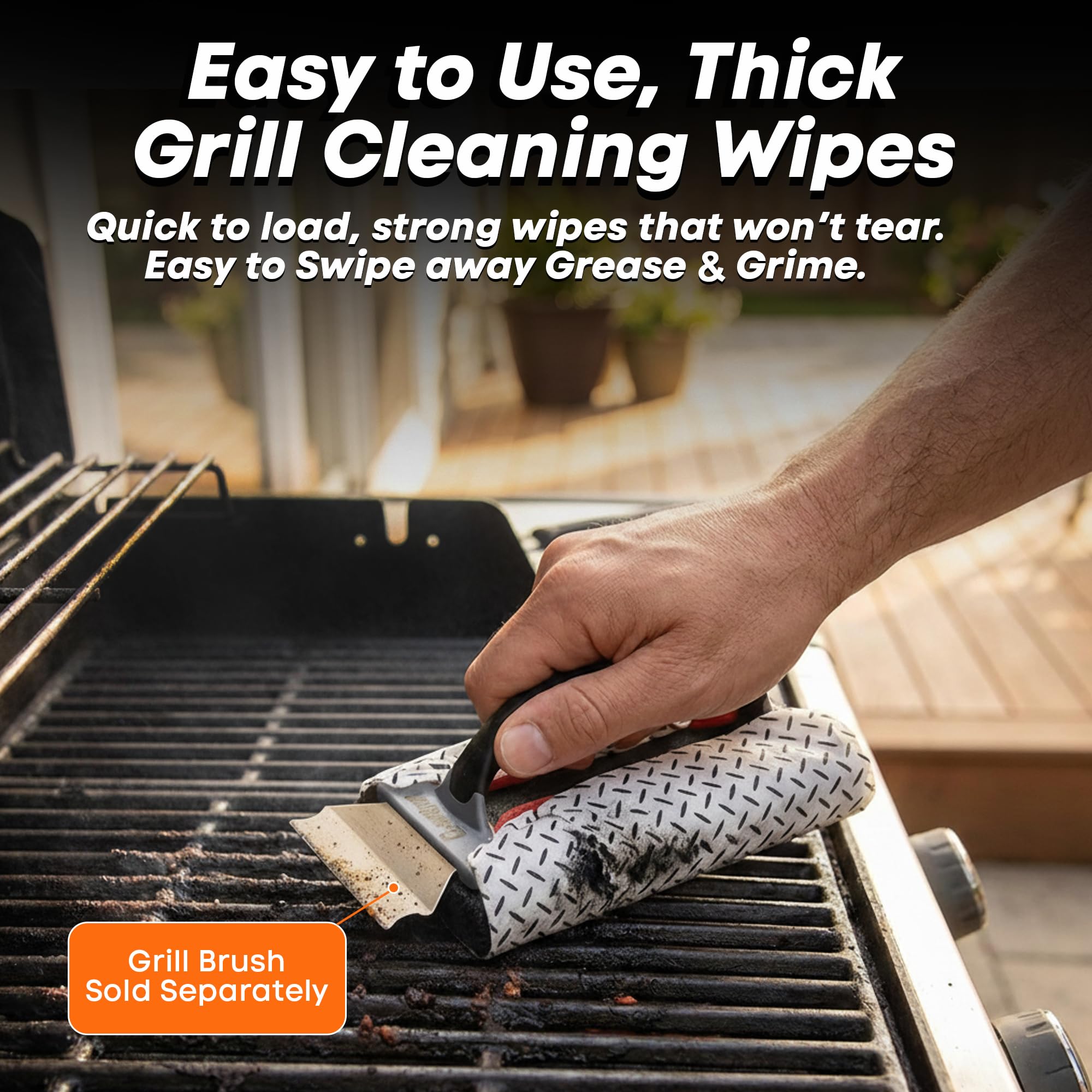 Proud Grill Q-Swiper delivers streak-free results on grill surfaces.