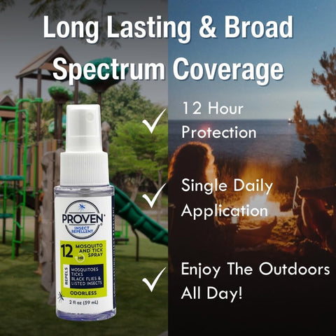 A family hiking scene with Proven spray, ready for outdoor protection.