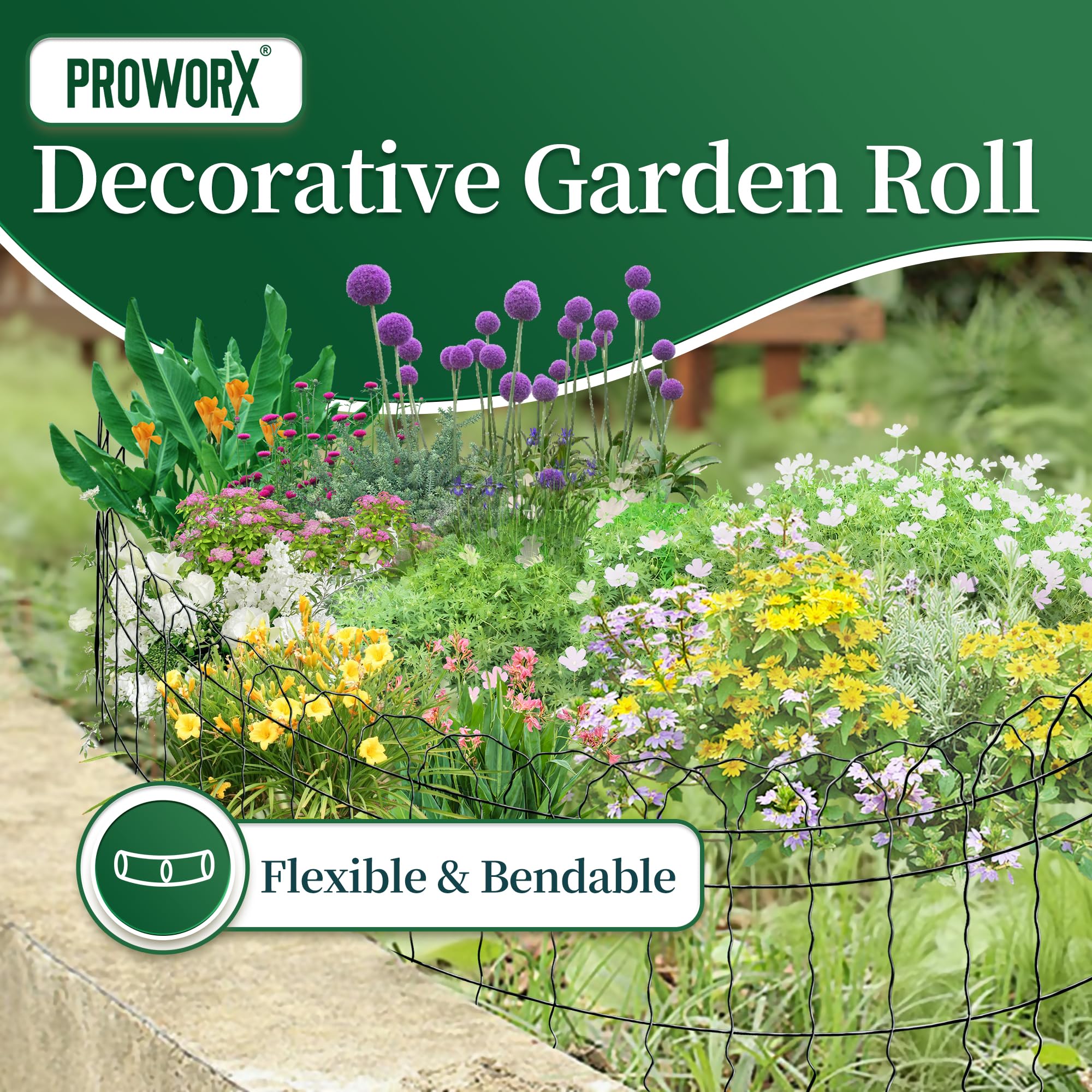 PROWORX black garden border edging suits pathways with a durable metal frame.