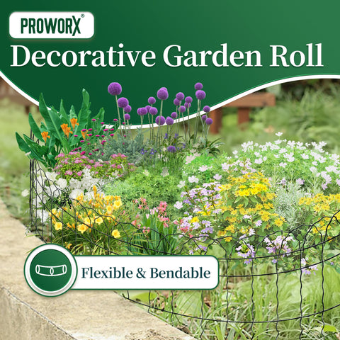 PROWORX black garden border edging suits pathways with a durable metal frame.