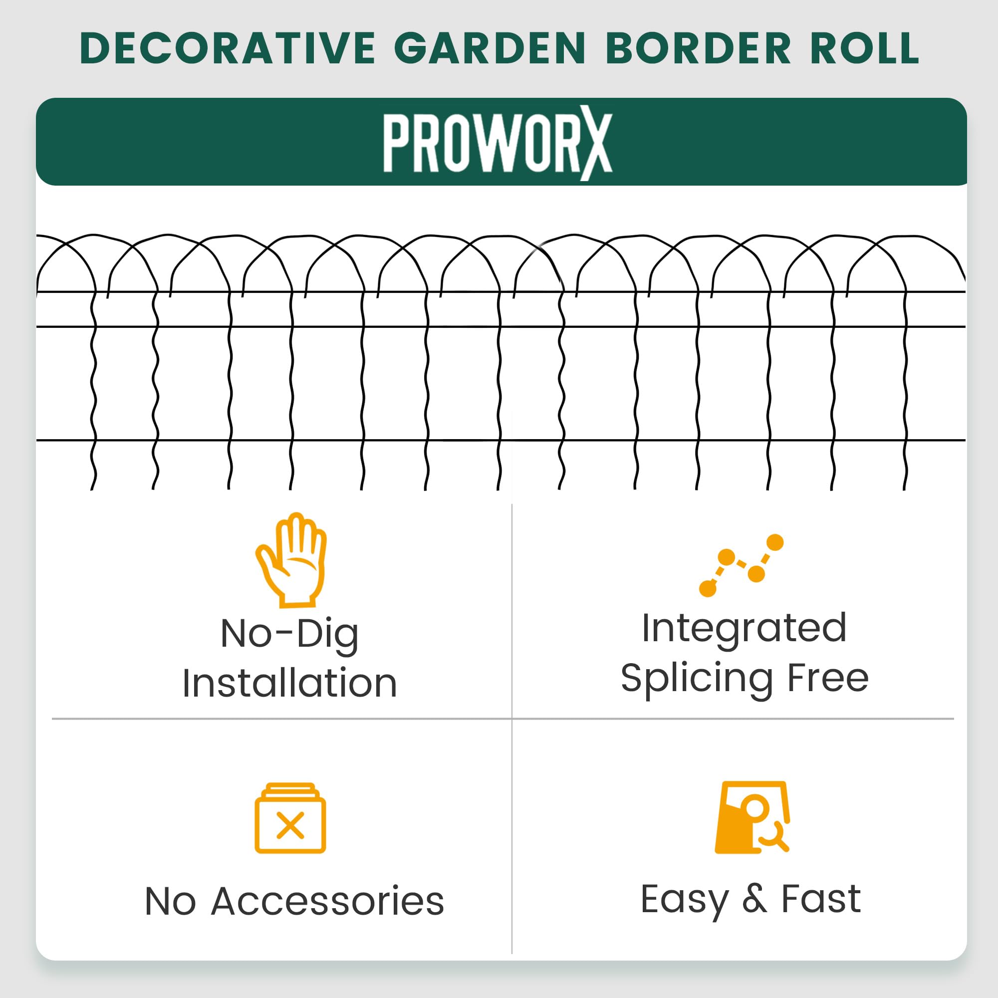 PROWORX 40 ft roll supports long borders for yards and gardens.
