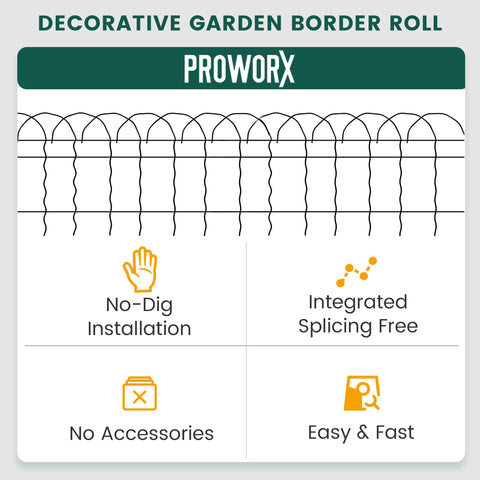 PROWORX 40 ft roll supports long borders for yards and gardens.