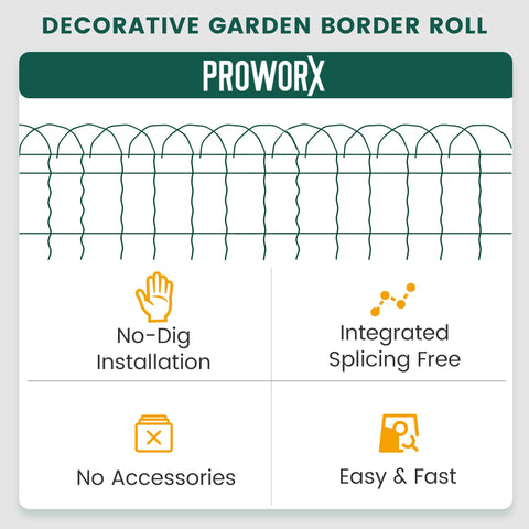 PROWORX flower bed fence protects borders and herb clusters.