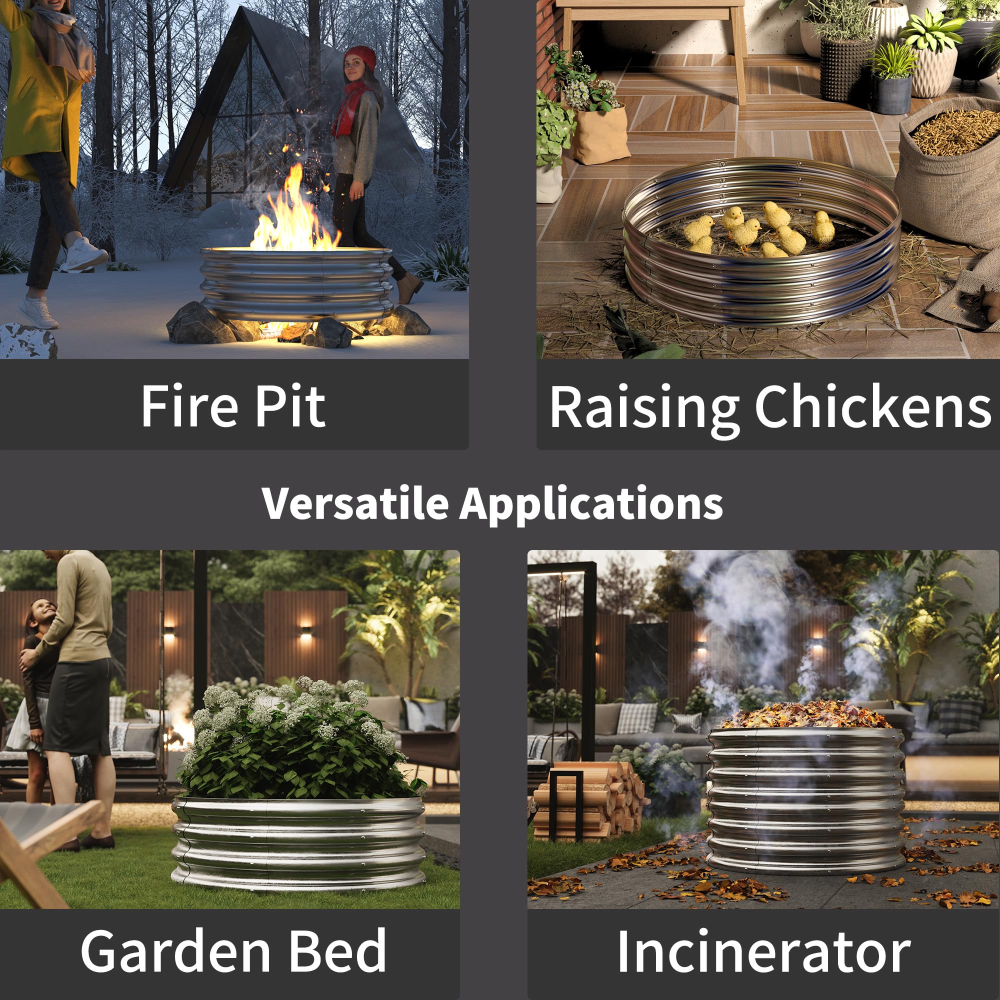 PROWORX Galvanized Steel Fire Pit finish resists rust for long outdoor use.