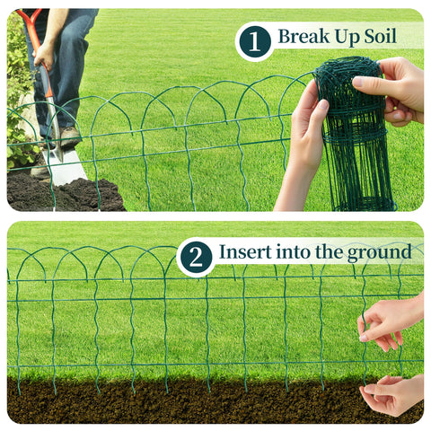 PROWORX Green PVC-coated border blends with outdoors and resists weather.