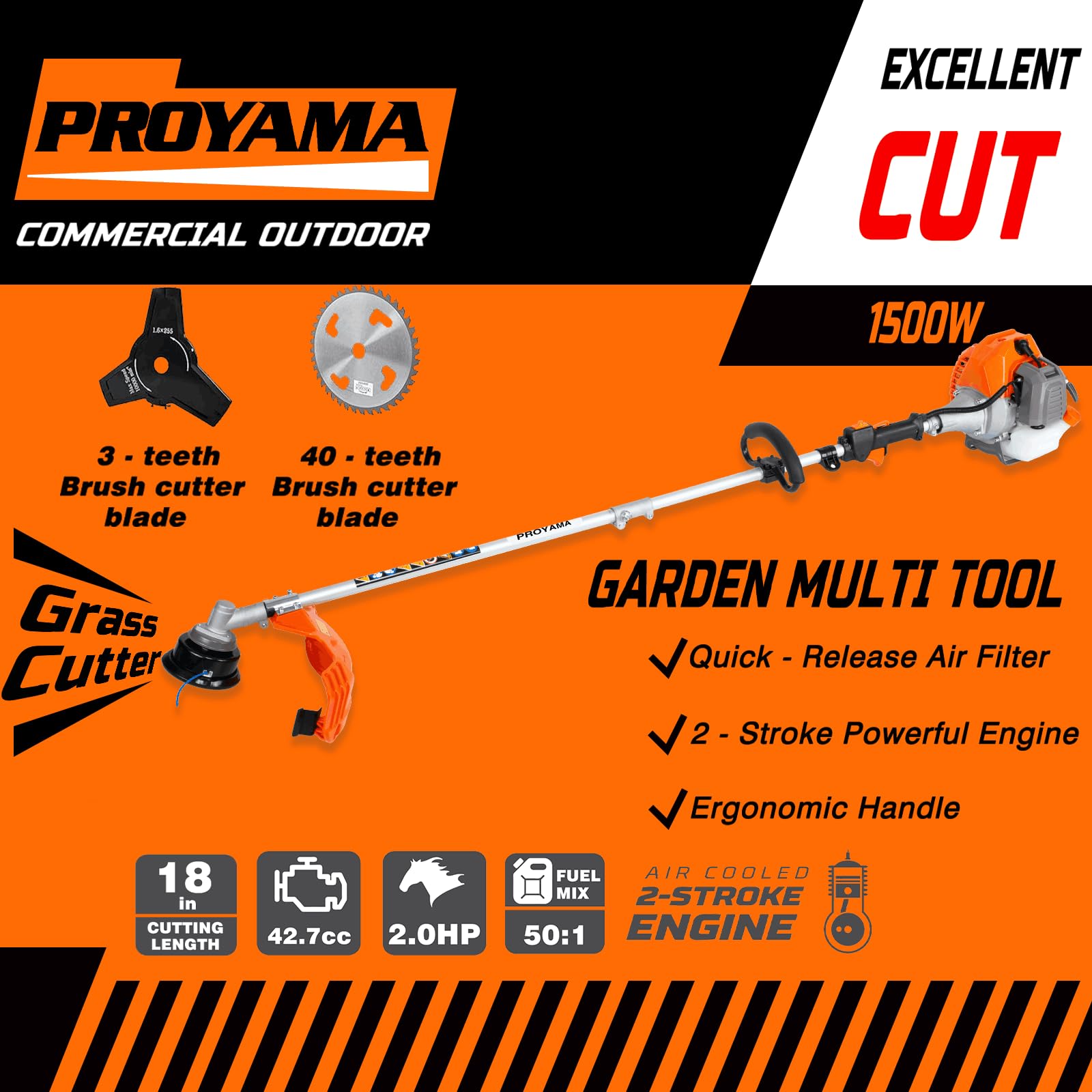 PROYAMA 10-inch cutting length supports efficient pruning and trimming.