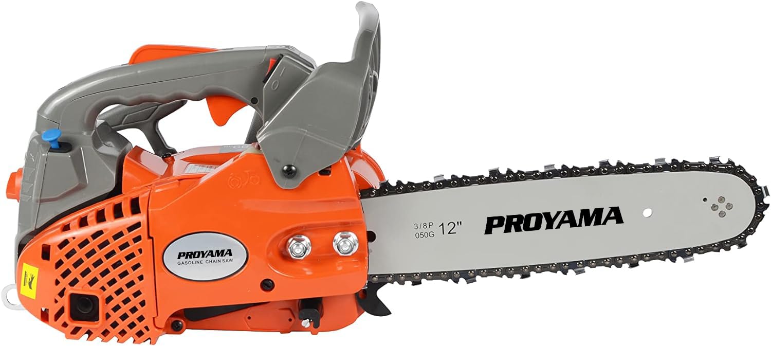 PROYAMA 26CC chainsaw in action, cutting wood outdoors