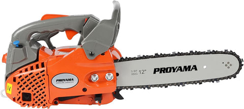 PROYAMA 26CC chainsaw in action, cutting wood outdoors