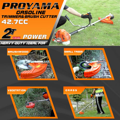 PROYAMA 3-in-1 lawn care tool combines weed wacker, cutter, and trimmer.