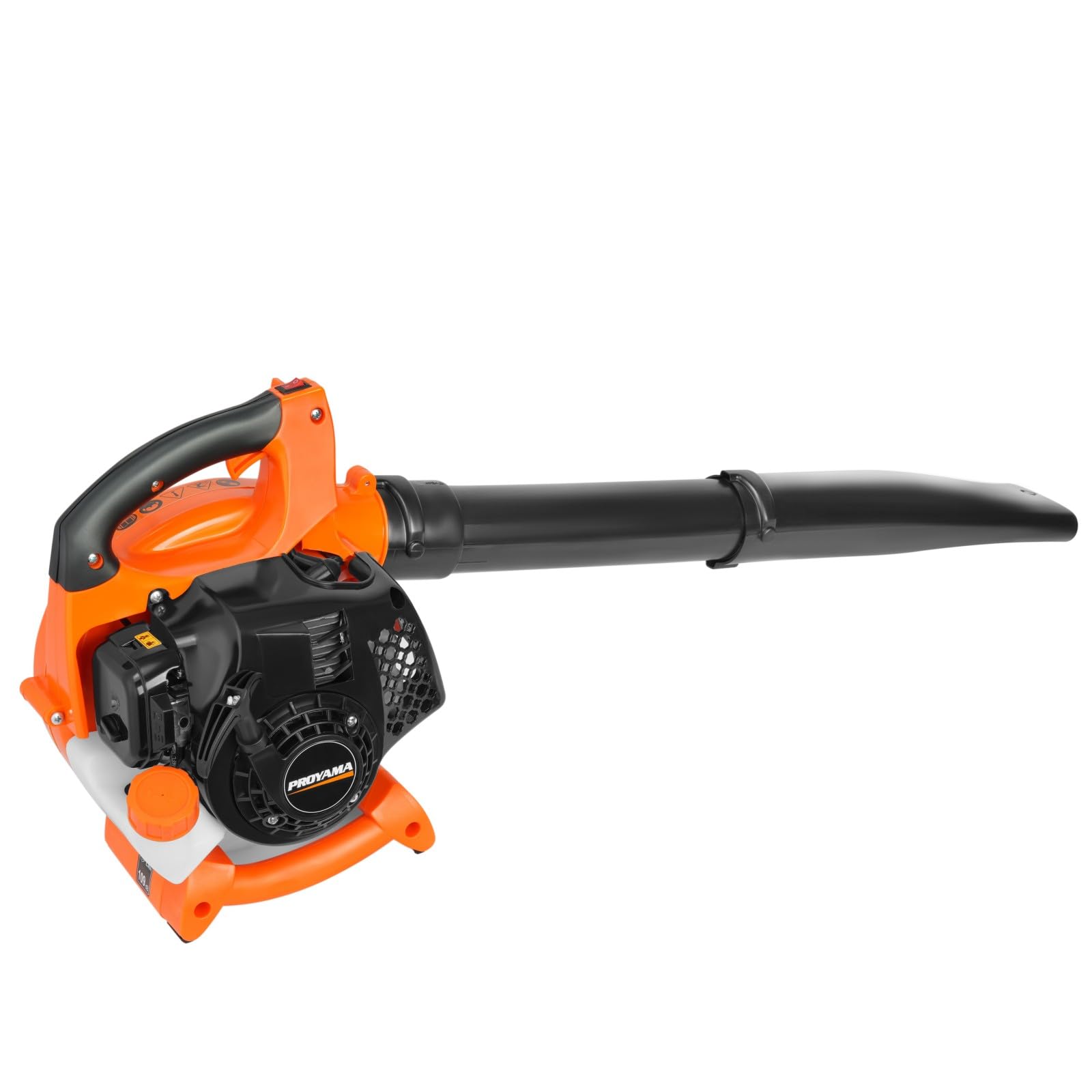 PROYAMA 412 CFM and 200 MPH performance image showcases strong yard cleaning power