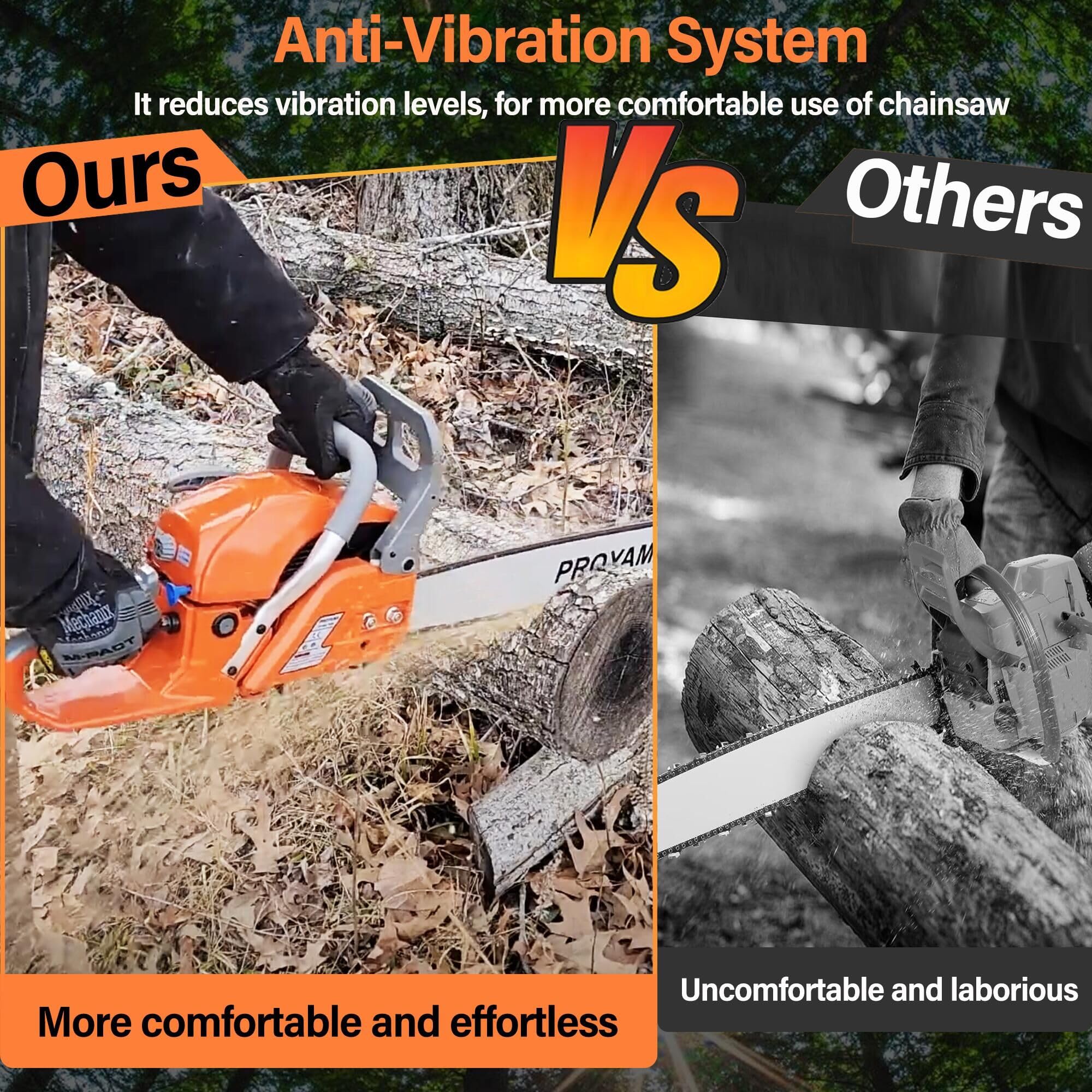 PROYAMA anti-vibration handle reducing fatigue during long cutting sessions