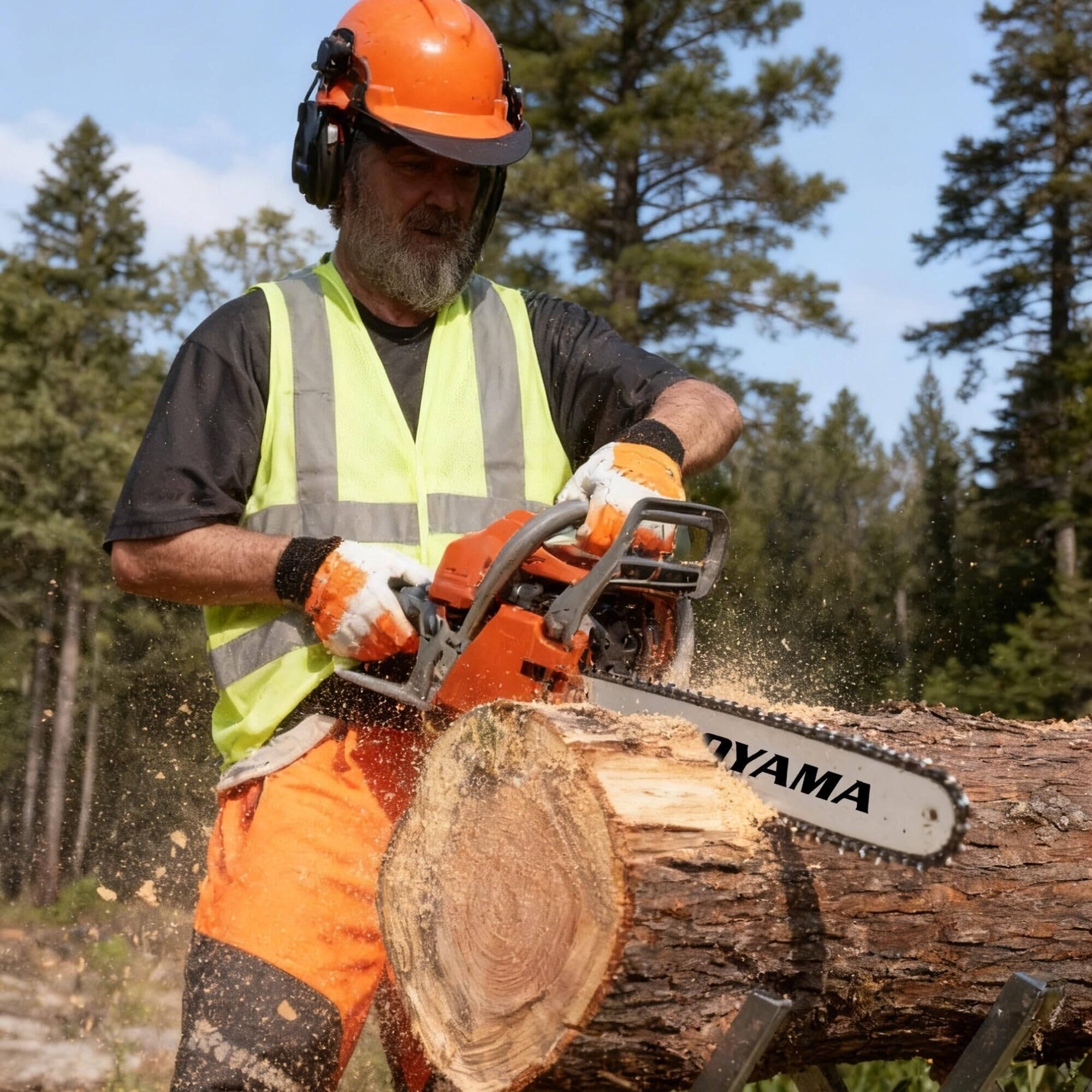 PROYAMA 68CC chainsaw with 20-inch bar for versatile pruning and logs