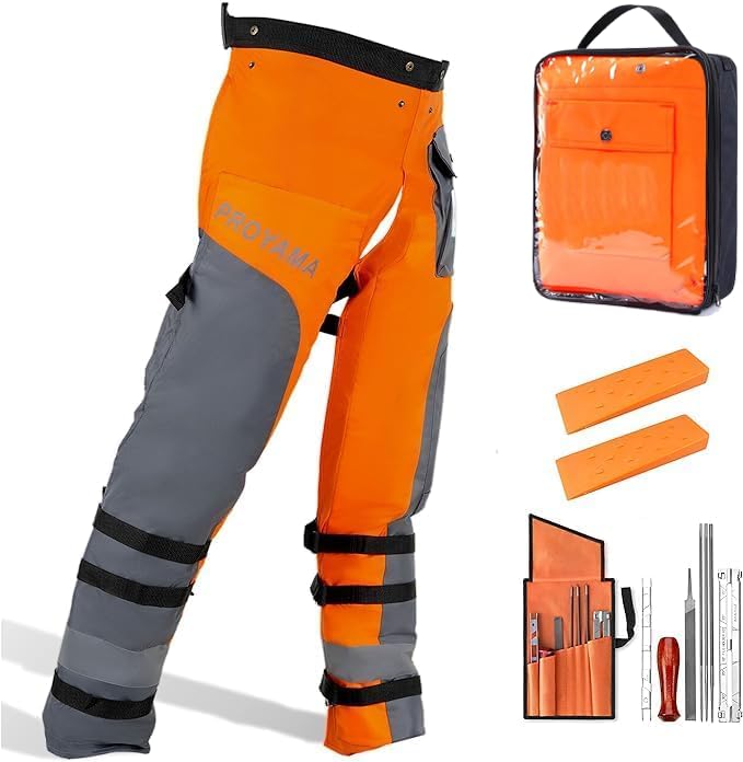 PROYAMA Chainsaw Chaps with 9-layer design for rugged yard work protection.