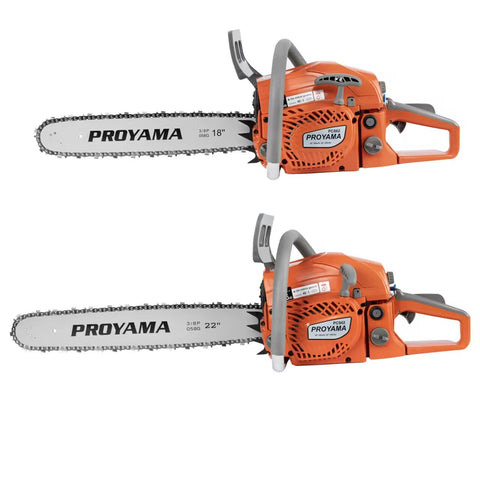 PROYAMA portable petrol chainsaw supports outdoor yard work.