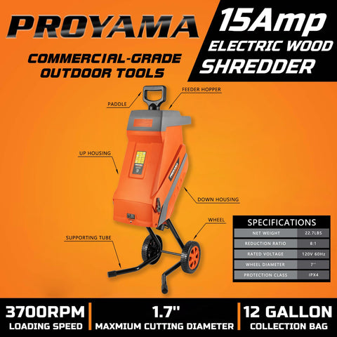 PROYAMA 12-gallon collection bag attached for convenient composting.