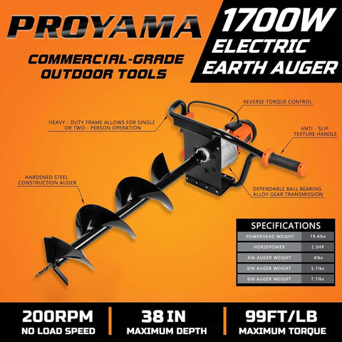 PROYAMA 4-inch auger bit for efficient soil hole digging.