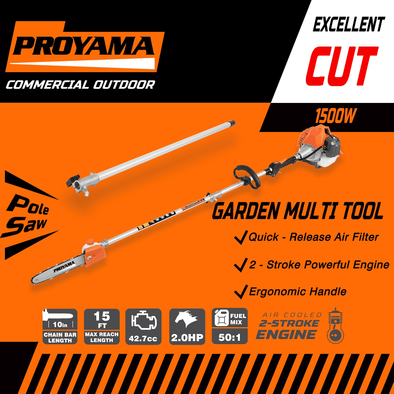 PROYAMA ergonomic handle provides comfortable, fatigue-free operation.