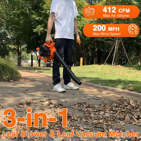 PROYAMA vacuum bag attachment demonstrates 10-gallon capacity for leaf collection
