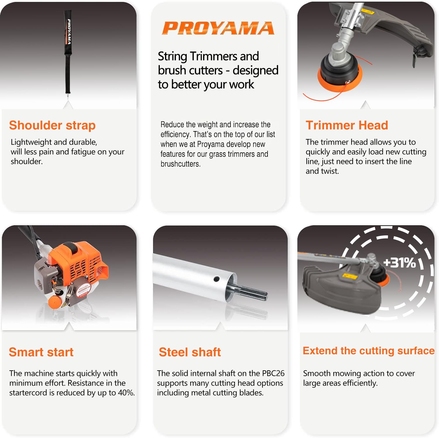PROYAMA lightweight 14 lb design reduces operator fatigue