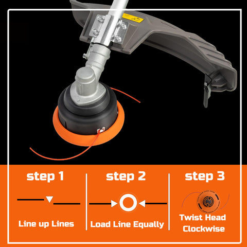 PROYAMA weed wacker tool-free line reload highlights fast setup