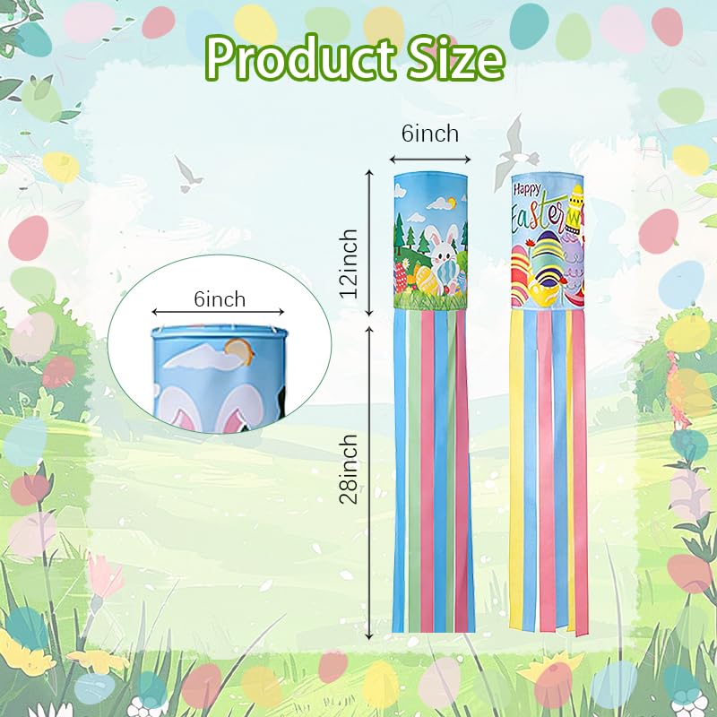 PrreDeACCE Easter windsock bunny flag yellow red brightens entryways for celebrations.