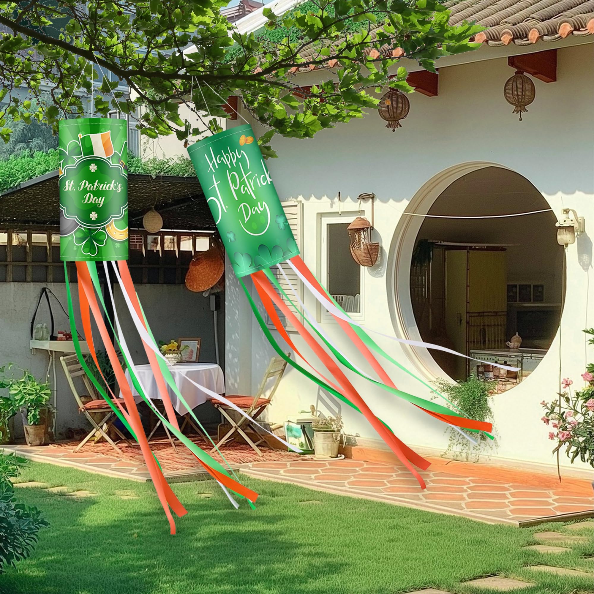 PrreDeACCE windsock featuring leprechaun hat accents for porch display