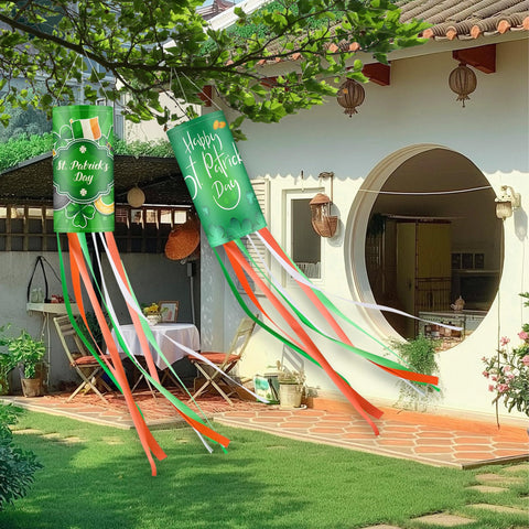 PrreDeACCE windsock featuring leprechaun hat accents for porch display