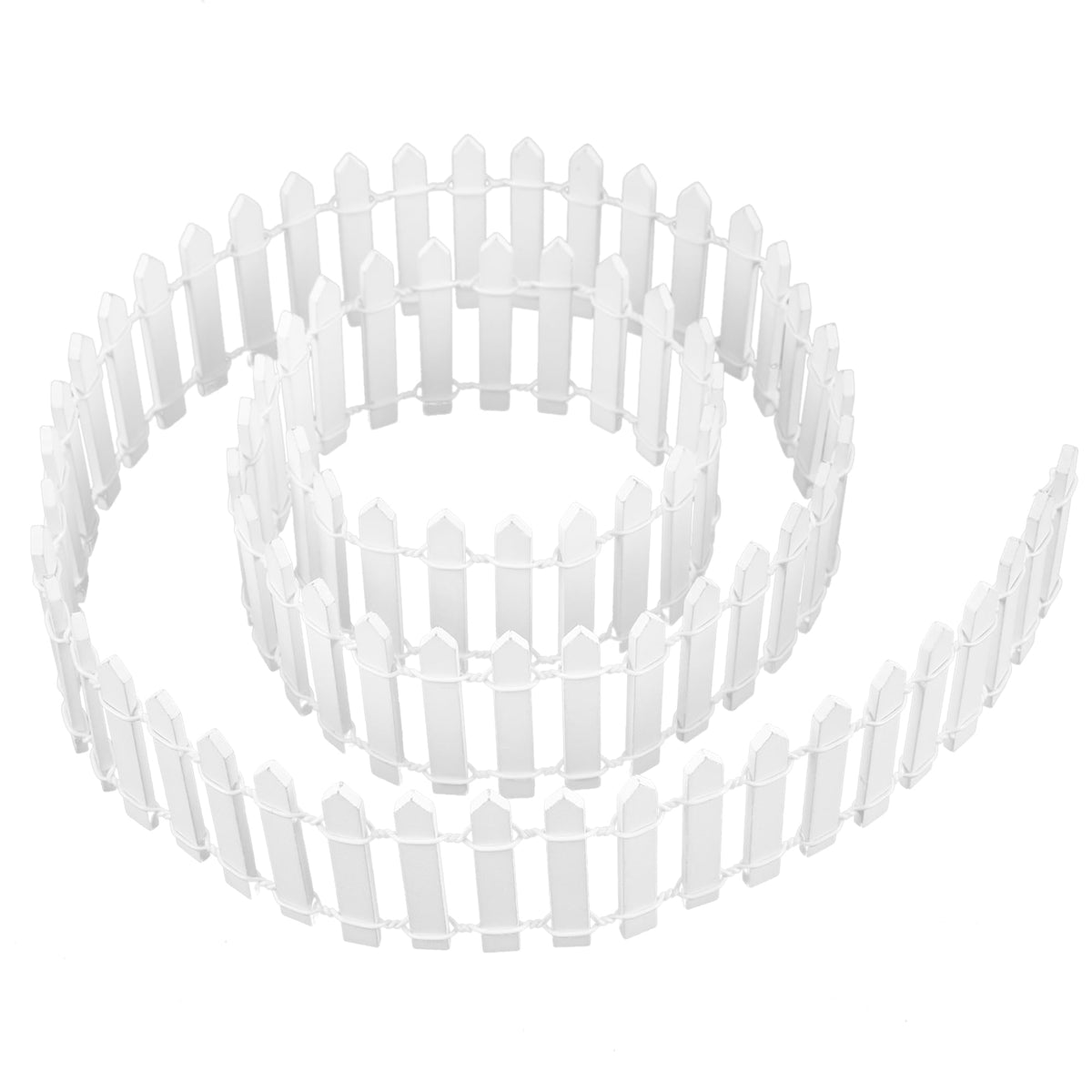 Prsildan 40-inch miniature fairy garden fence in white wood for indoor dioramas.
