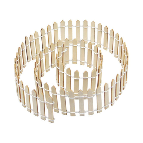 Prsildan fairy garden fence in natural wood adds charm to miniature landscapes.
