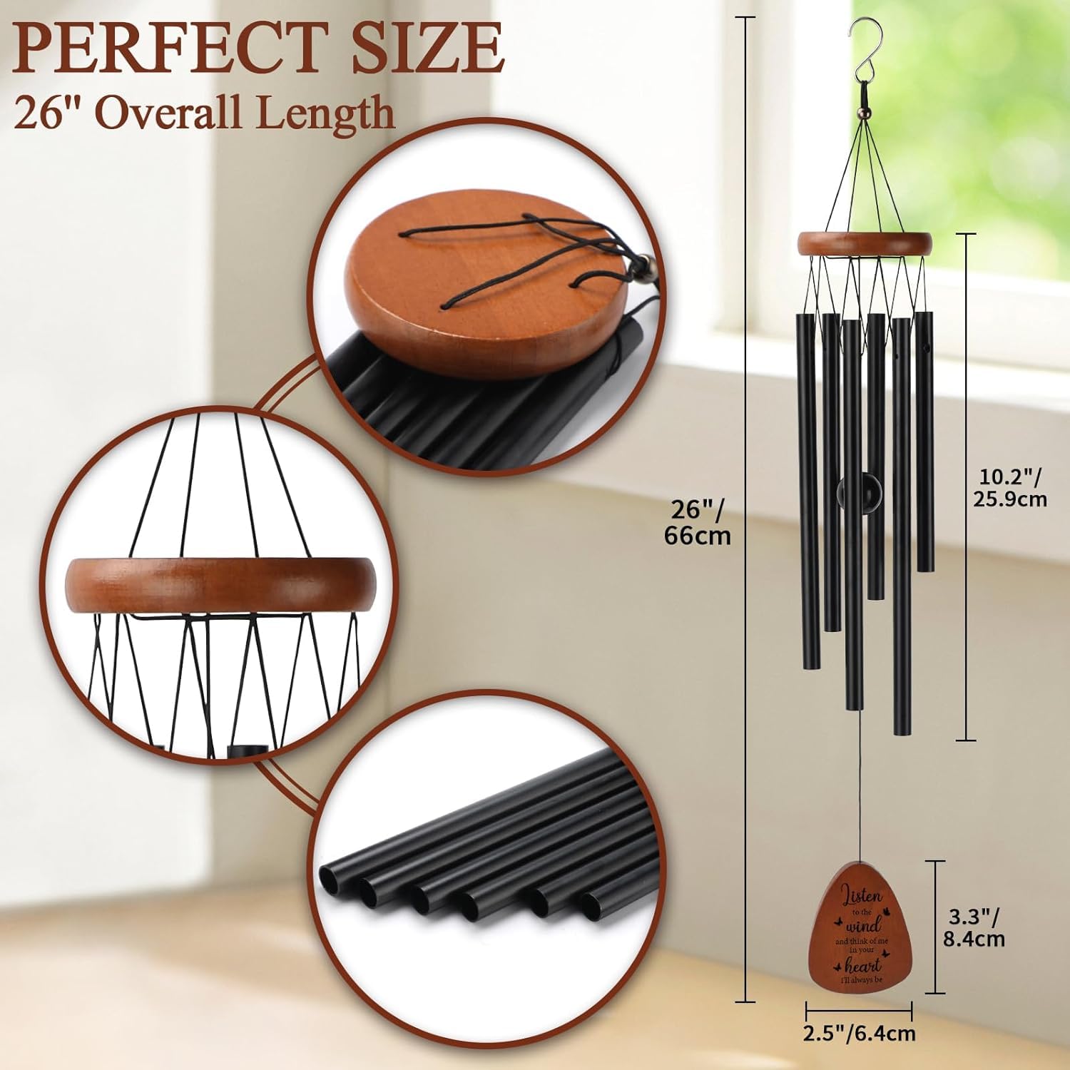 PRSTENLY memorial wind chimes hanging setup shown for easy installation and instant ambience.