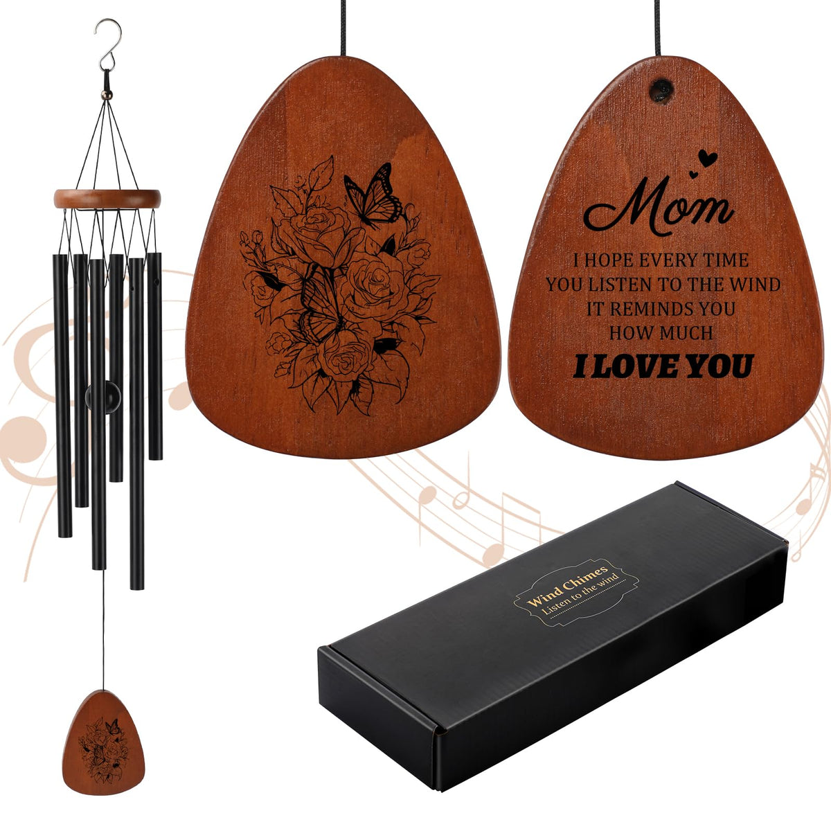 PRSTENLY mom wind chime in gift box creates heartfelt celebration.