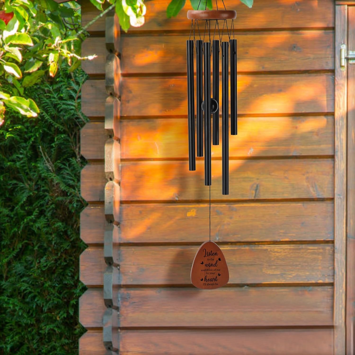 PRSTENLY wind chimes close-up engraving highlights personal touch and enduring remembrance.