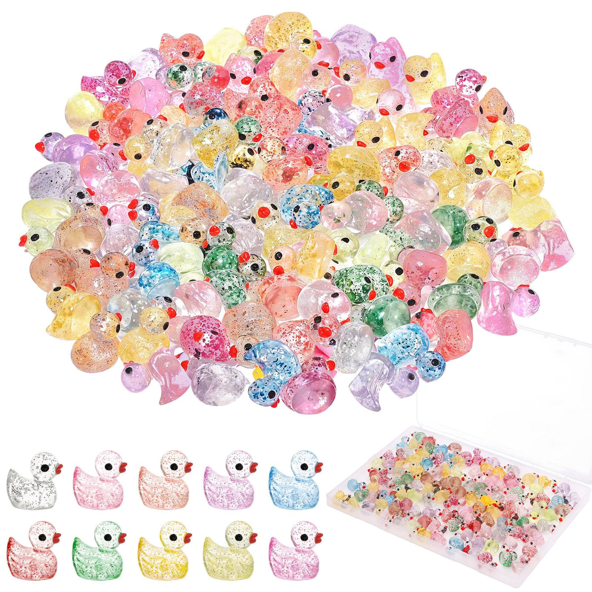 Prudiut mini resin ducks glitter pack for decorative display and party favors