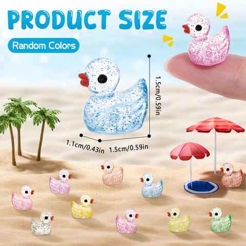 Prudiut resin ducks for dollhouses and micro gardens with glitter accents