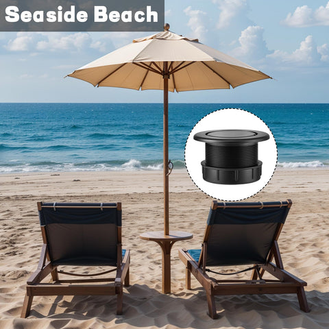 Prudiut umbrella hole grommet secures parasol and minimizes table wear.