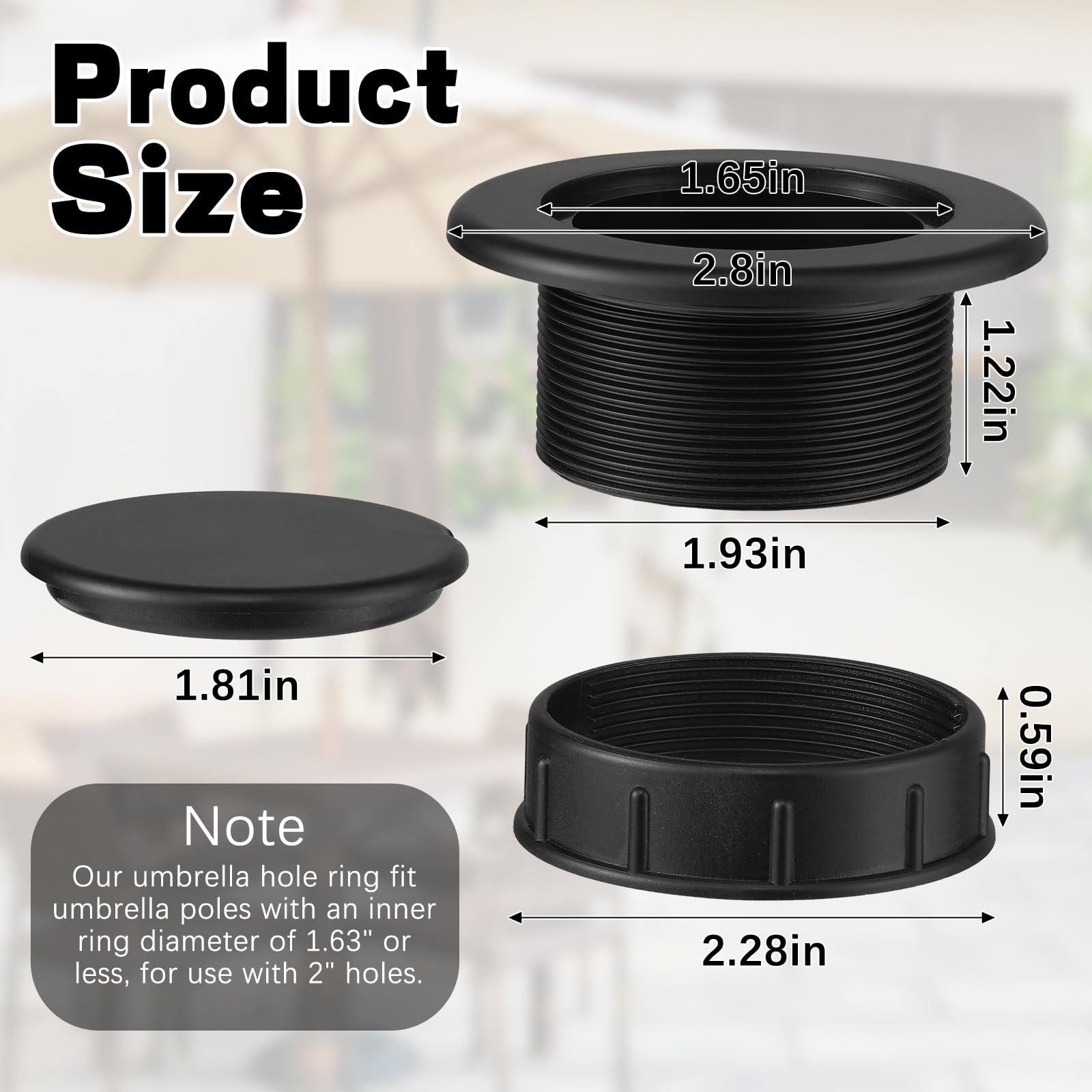 Prudiut ring cap set installed, protecting table surface and preventing wobble.