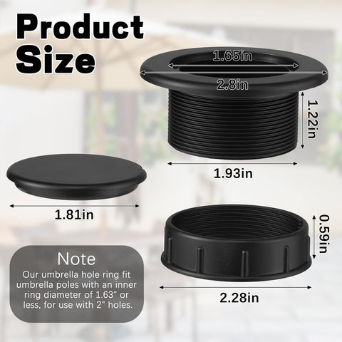 Prudiut ring cap set installed, protecting table surface and preventing wobble.