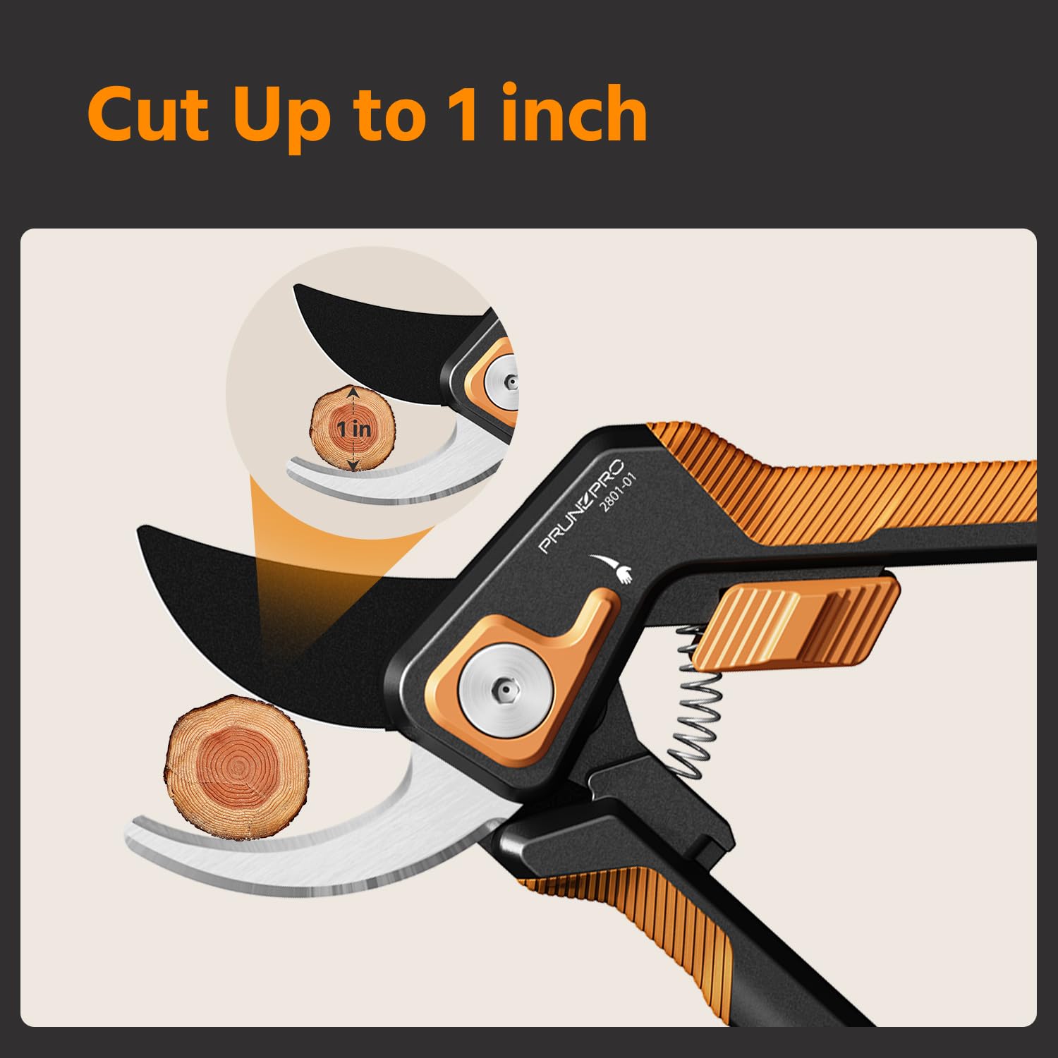 PrunePro ergonomic rubber handles ensure a secure, comfortable grip during gardening.