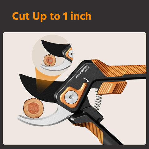 PrunePro ergonomic rubber handles ensure a secure, comfortable grip during gardening.