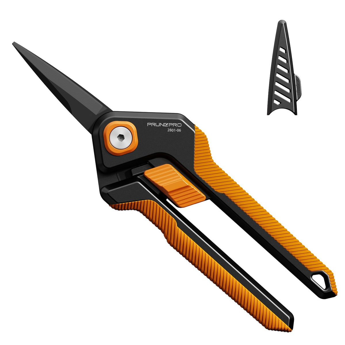 PrunePro garden scissors with sharp stainless blade and non-stick coating for precise cuts.