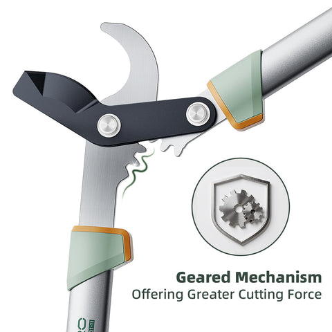 PrunePro loppers gear system illustration highlighting increased leverage.