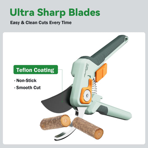 PrunePro pruning shears safety lock engaged during pruning