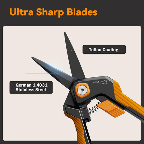 PrunePro rust-resistant stainless steel blades for lasting performance.