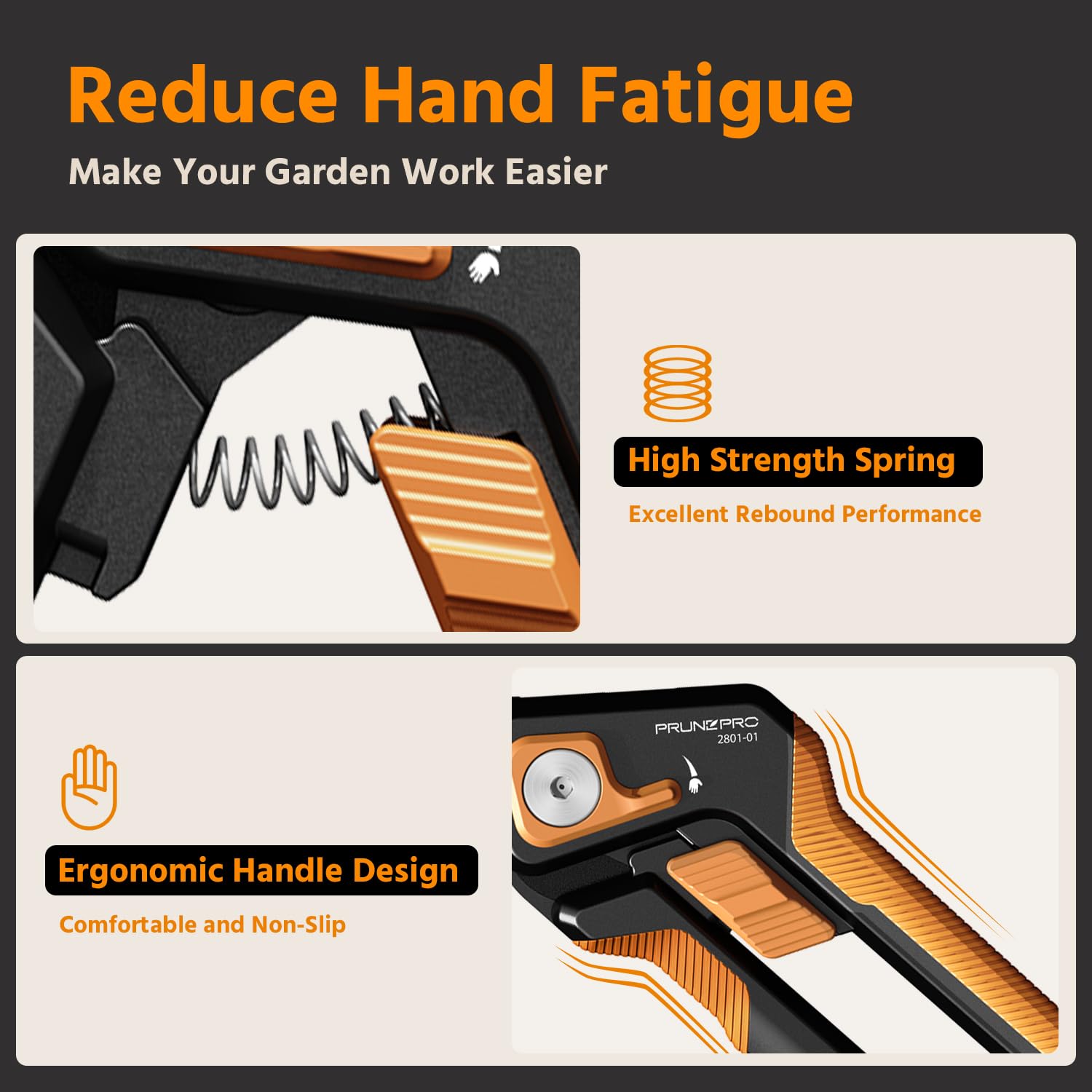 PrunePro teflon-coated blade close-up highlighting rust resistance.