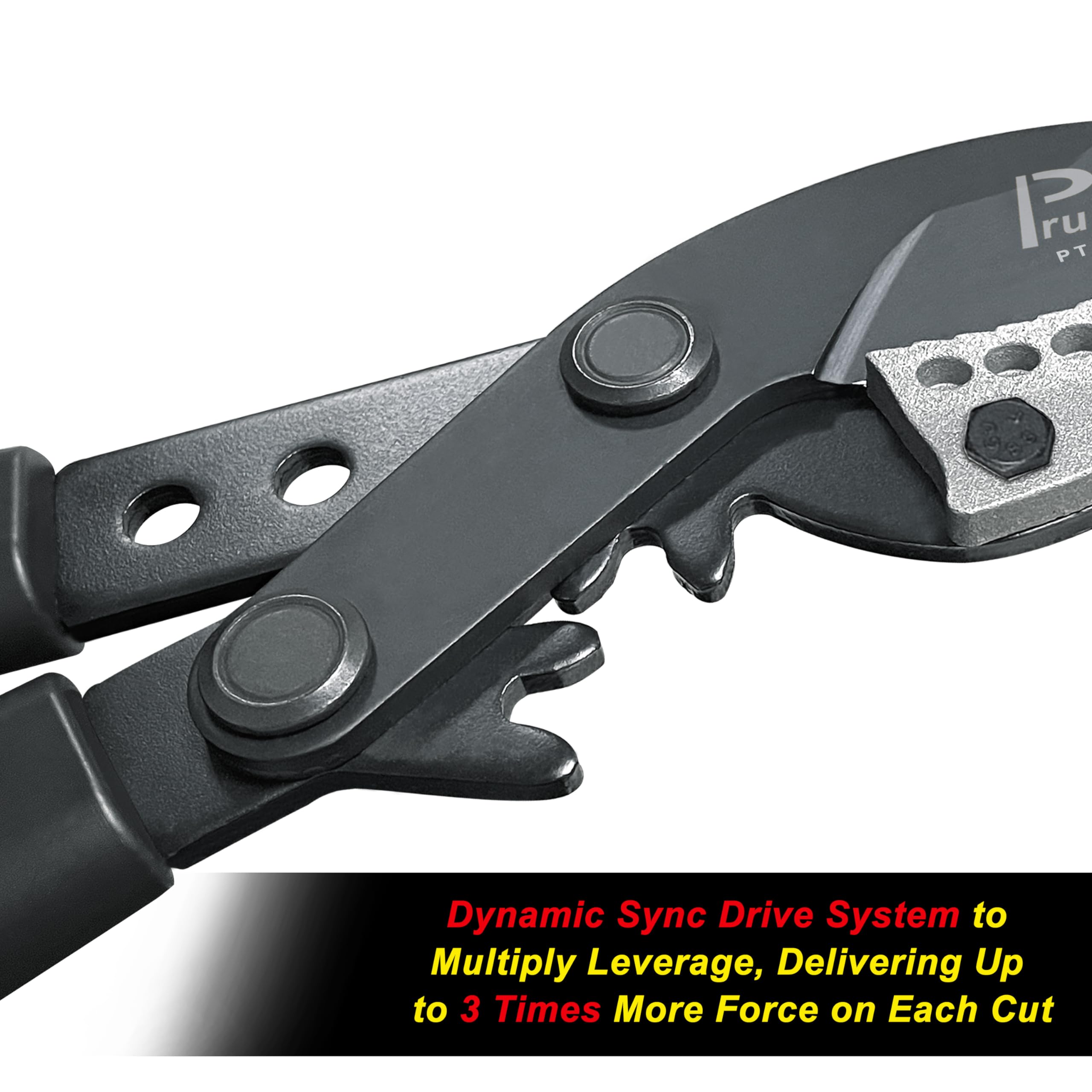 Prunrt extendable aluminum handles lock at multiple lengths for versatile reach.