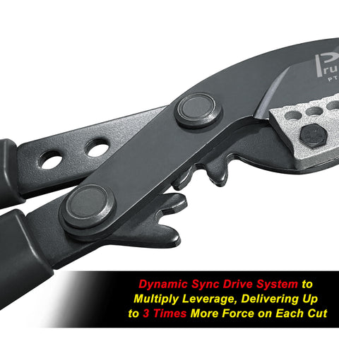 Prunrt extendable aluminum handles lock at multiple lengths for versatile reach.