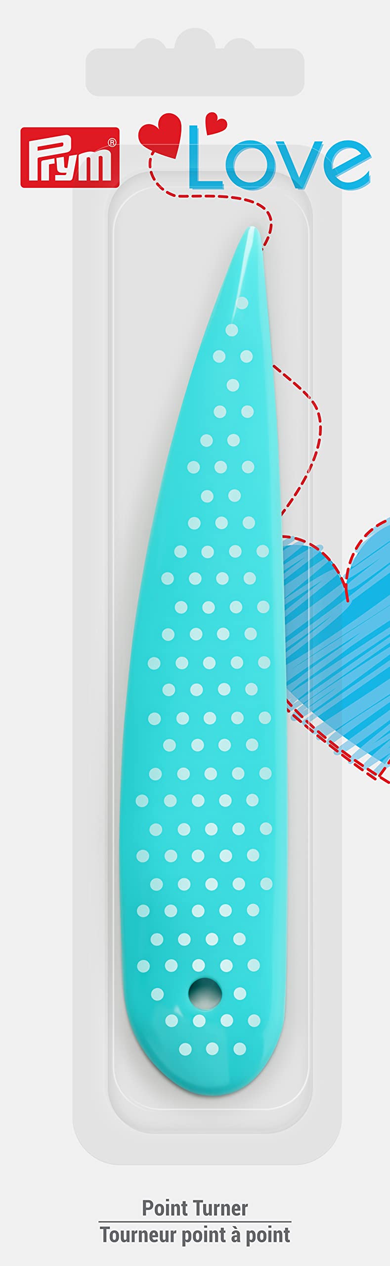 Close-up of the blunt point on Prym Love Point Turner for fabric-friendly handling.