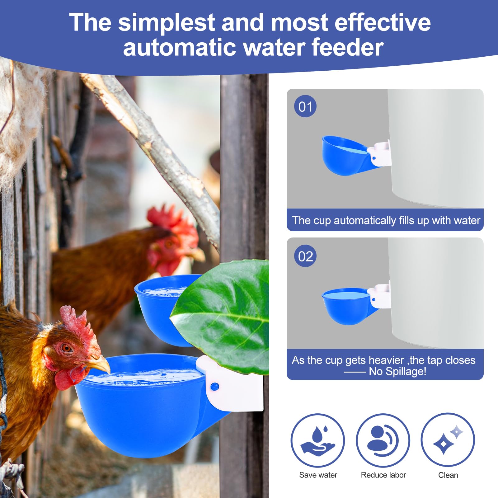 Psarnuk dual rubber seals provide leak-proof performance to keep the coop dry.